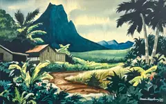 Windward Farm by Darwin Musselman, Watercolor on Paper. 14"x21" image 23.5"x29.5" framed. Excellent condition, sold Aug 2026