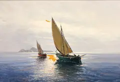 Untitled by Guido Odierna, Oil on Canvas. 35"x47" framed. Paint loss and stained mat, sold Aug 2026