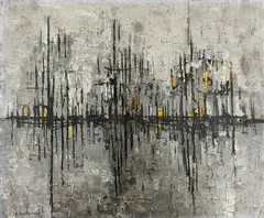 Untitled by Efraim Modzelevich, Oil on Canvas. 15"x18" Unframed. Some paint loss, sold Aug 2026