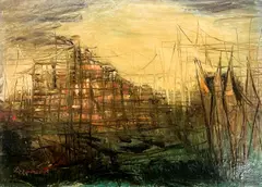 Untitled by Edgar Ewing, Oil on Board. 8"x11" loose. Minor scratches along edges, sold Aug 2026