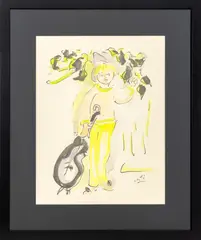 Pierrot with Guitar by Marcel Vertès, Lithograph in Colors, sold Feb 2026