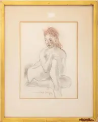 Seated Nude Woman by Moses Soyer, Pastel and Charcoal on Paper, sold Feb 2026