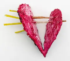 Shot Through The Heart by Elfi Schuselka, Mixed Media Wall Sculpture, sold Feb 2026