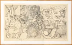 Los Frutos del Mar Dulce" [The Sweet Fruits of the Sea] by Luis Fernando Benedit, 1985, Graphite on Paper, sold Feb 2026
