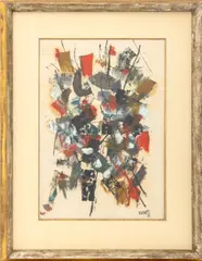 Untitled (Abstract Composition) by John von Wicht, 1958, Oil on Rice Paper, sold Feb 2026