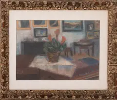 Interior Scene with Potted Plant by József Rippl-Rónai, Pastel on Paper, sold Feb 2026