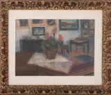 Interior Scene with Potted Plant by József Rippl-Rónai, Pastel on Paper, sold Feb 2026