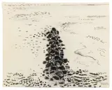 Beach Seascape by Manfred Schwartz, Charcoal on Paper, sold Feb 2026