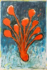 Schrei Wurz" [Shout Root] by Elfi Schuselka, Acrylic on Paper, sold Feb 2026