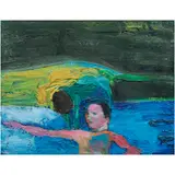 Untitled (Swimming) by Theophilus Brown, 1961, oil on board, sold Dec 2024