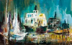 Past and Present by Jack Laycox, 1968, oil on canvas, sold Dec 2024