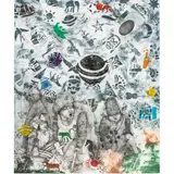 Cripples Frightened by Cosmic Downsizing (After Bruegel) by William T. Wiley, 1996, aquatint with flat-bite, sold Dec 2024