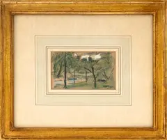Landscape Scene with Trees by Robert Philipp, Pastel on Paper, sold Feb 2026