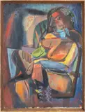 Cubist Seated Female Nude Figure by Charles Liberte, Oil on Canvas, sold Feb 2026