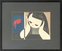 Girl and Goldfish by Kaoru Kawano, Woodcut Print in Colors, sold Mar 2026