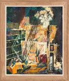 Urban Renewal by Katherine S. Kirkman, Oil on Masonite, sold Feb 2026