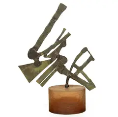 Untitled by Sidney Gordin, 1971, bronze sculpture on wood base, sold Jan 2025