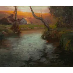 River View in Autumn by George Ames Aldrich, oil on board, sold Jan 2025
