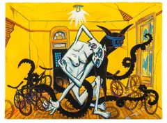 Untitled (Figural Interior Scene) by Rick Prol, Mixed Media on Paper, sold Mar 2026