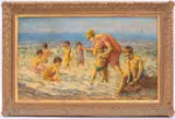 Beach Scene by Frederick Massey, Oil on Canvas, sold Mar 2026
