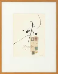 Improvisation by Leo Manso, 1992, Ink and Collage on Paper, sold Mar 2026
