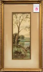 Tree by a Lake by Albert Matthews, watercolor on paper, sold Dec 2024