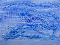 Blue Abstract by Bernard Winitz, oil on canvas, sold Dec 2024