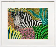 Untitled (Zebra) by Edward Lupper, oil on board, sold Dec 2024