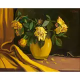 Untitled (Still Life with Wilting Yellow Roses) by Alan McCorkle, oil on canvas, sold Dec 2024