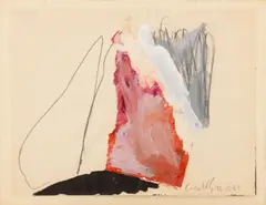 Abstract Composition in Red by Claudio Cintoli, 1961, Mixed Media Collage on Paper, sold Mar 2026