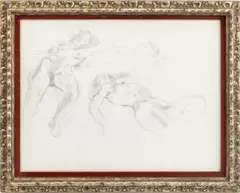 Female Nude Figure Studies by Moses Soyer, Charcoal on Paper, sold Mar 2026