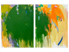 Abstract Circular Composition Diptych by Robert O'Meara, Oil on Canvas, sold Mar 2026