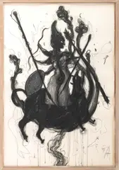 Durga by Robert Dandarov, 1989, Mixed Media on Paper, sold Mar 2026