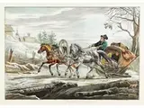 Offizier in Kibitka mit Drei Pferden by Aleksander Orłowski, watercolor, offered Sep 2024
