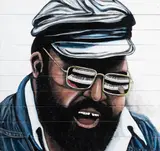 Merl Saunders by Gene Mosles, 2012, acrylic on wood panel, sold Jan 2025