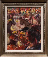 Circus Scene by Pascal Cucaro, oil on canvas, sold Jan 2025