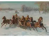 Kutschfahrt im Russischen Winter by J. Kamich, oil on canvas, sold Sep 2017