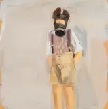 Gas Mask by Gideon Rubin, 2007, oil on board, sold Feb 2025