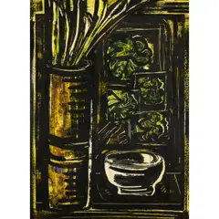 Still Life by Cady Wells, 1968, mixed media on paper, sold Feb 2025