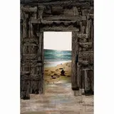 As Far as the Sea by Behjat Sadr, 1984, mixed media collage, sold Feb 2025