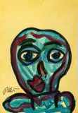 Untitled (Portrait of a Blue Woman) by Peter Robert Keil, Acrylic on Masonite, sold Apr 2026