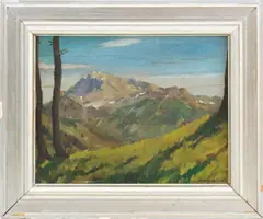 Mountainous Landscape Scene by Giovanni Korompay, Oil on Board, sold Apr 2026