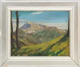Mountainous Landscape Scene by Giovanni Korompay, Oil on Board, sold Apr 2026