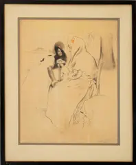 L'Aieule" [The Grandmother] by Louis Legrand, Etching and Aquatint, sold Apr 2026