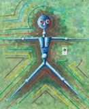 Electrified Robot by Otto Storch, 1988, Oil on Canvas, sold Apr 2026
