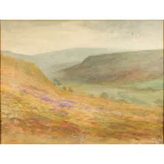 California Foothills with Lupine by Xavier Martínez, watercolor, sold Feb 2025