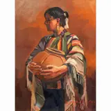 Woman with Olla by Dennis Ziemienski, 2010, oil on board, sold Feb 2025
