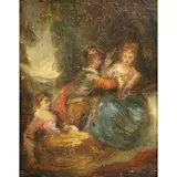Untitled (Figures in Park) by Alphonse Monticelli, oil on cardboard, sold Mar 2025