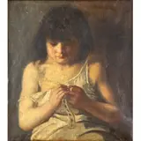 Untitled (Young Girl) by Ferdinand Humbert, 1920, oil on canvas, sold Mar 2025