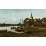 Untitled (Country Scene Down the River) by Charles-Francoise Daubigny, oil on panel, sold Mar 2025